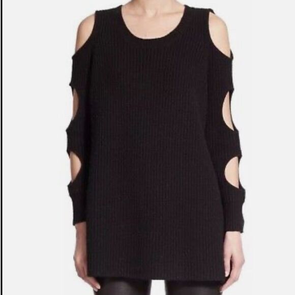 Zoe Jordan Cold Shoulder Wool-Cashmere Blend Long Sleeve Sweater - Picture 2 of 12